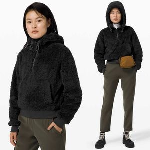 Lululemon Oh So Sherpa Half Zip Black Plush Fleece Hoodie Comfy Sweatshirt Sz 12